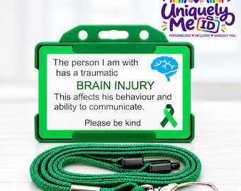 Brain Injury Disability ID Awareness Card and Lanyard