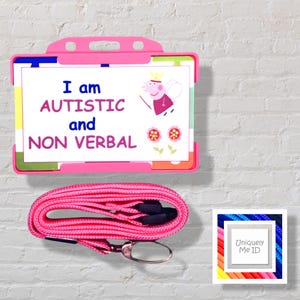 Soy autista y no verbal - Tarjeta de identificación y cordón de concientización sobre el autismo