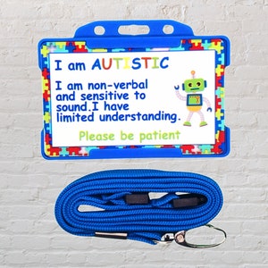 Soy autista y no verbal: tarjeta de identificación y cordón de concientización sobre el autismo y discapacidad oculta