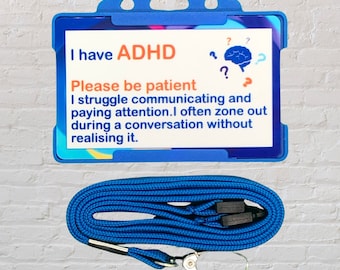 ADHD Awareness Card & Lanyard - 10 Colours Available