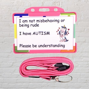 Tarjeta y cordón de concientización sobre el autismo
