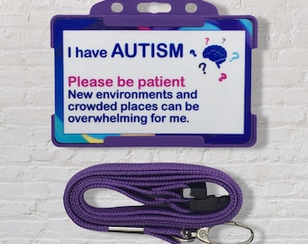 Autism Awareness Card & Lanyard - 10 Colours Available