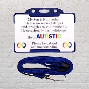 Tarjeta y cordón de concienciación sobre el autismo (10 colores disponibles)