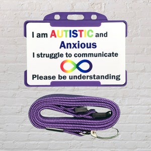 Ik ben autistisch en angstig - identiteitskaart en sleutelkoord voor bewustzijn/acceptatie Dis