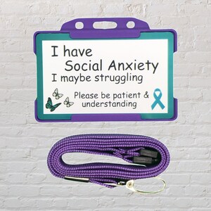 Tarjeta de identificación y cordón de discapacidad para la concienciación sobre la ansiedad