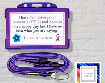 Frontotemporal Dementia Disability Awareness ID Card & Lanyard
