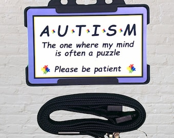 Autism Awareness Disability ID Card and Lanyard
