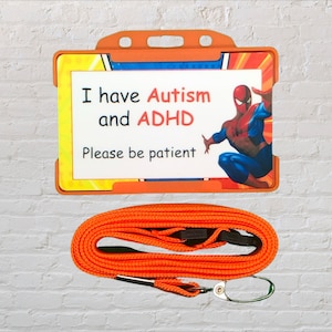 Tarjeta y cordón de concientización sobre el autismo y el TDAH - 10 colores disponibles