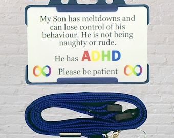 ADHD Awareness Card & Lanyard - 10 Colours Available