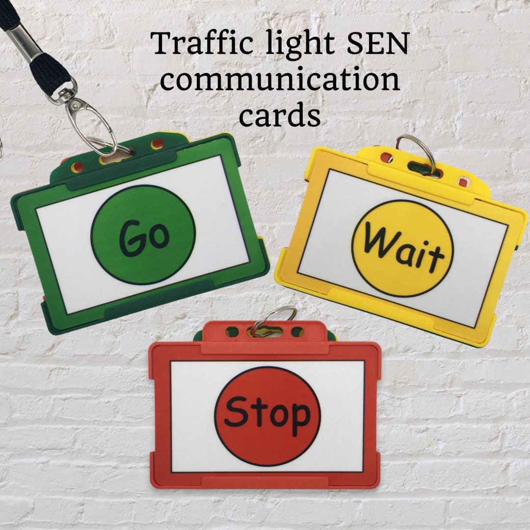 Autism ADHD SEN Traffic Light Stop Wait Go Communication Cards and Lanyard Etsy UK