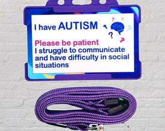 Autism Awareness Card & Lanyard - 10 Colours Available