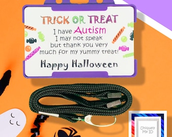 Halloween Trick or Treating Autism Awareness Card & Lanyard