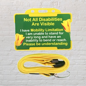 Tarjeta de discapacidad y cordón para limitación de movilidad por discapacidad oculta