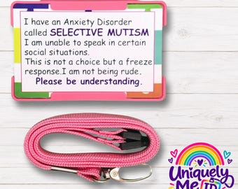 Selective Mutism Awareness- ID Card and Lanyard