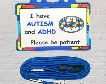 Autism ADHD Awareness Card & Lanyard - 10 Colours Available