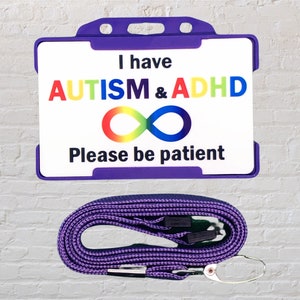 Autisme ADHD-bewustzijnskaart en sleutelkoord - 10 kleuren beschikbaar