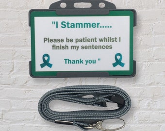I stammer - Hidden Disability Awareness ID Card and Lanyard