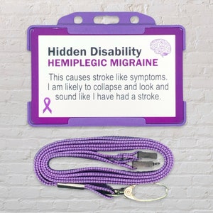 Hemiplegic Migräne Disorder Versteckte Disability Awareness Card und Lanyard