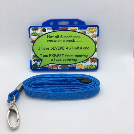 Asthma Awareness / Face Mask Exempt Card and Lanyard Etsy