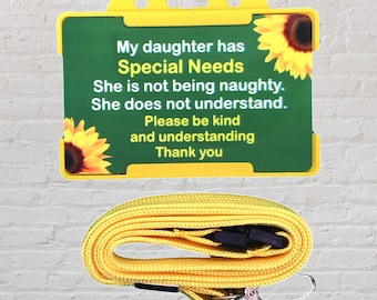 My Daughter has Special Needs Hidden Disability Card and Lanyard