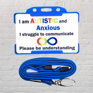 Ik ben autistisch en angstig - identiteitskaart en sleutelkoord voor bewustzijn/acceptatie Dis
