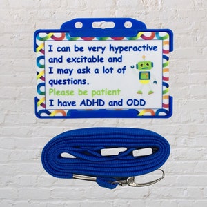 ADHD and ODD  Awareness ID Card and Lanyard
