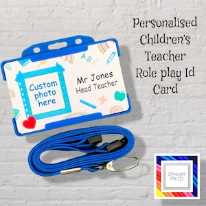 Kinder Lehrer Schule Rollenspiel Karte Personalisierte Foto Neuheit Rollenspiel