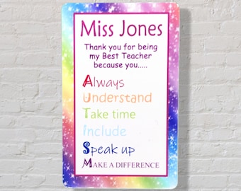 Personalised Thank You Teacher Gift Autism Keepsake card end of term