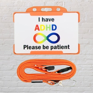 Tarjeta y cordón de concientización sobre el TDAH - 10 colores disponibles