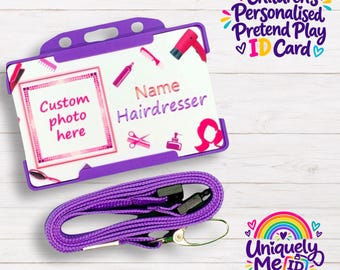 Children’s Hairdresser Roleplay Card Personalised Photo Novelty Pretend Play
