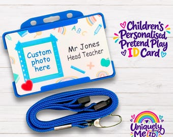 Children’s Teacher School Roleplay Card Personalised Photo Novelty Pretend Play