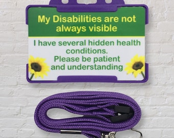 Hidden Health Condition Disability Card and Lanyard