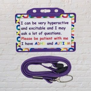 Conciencia del autismo: tengo tarjeta de identificación y cordón para autismo y TDAH