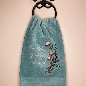 Thankful Greatful Blessed Embroidered Towel - Home Kitchen Towel, Bathroom Towel, Guest Towel, Tea Towel