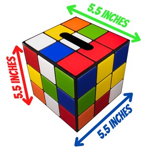Rubix Cube Tissue Box Cover | Big Bang Theory Props & Decor | Gamer Gifts | Retro Home Decor | Speed Cube Lover zdjęcie 6