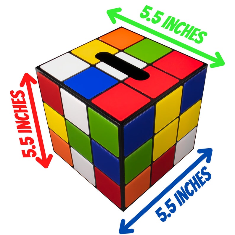Rubix Cube Tissue Box Cover | Big Bang Theory Props & Decor | Gamer Gifts | Retro Home Decor | Speed Cube Lover zdjęcie 6