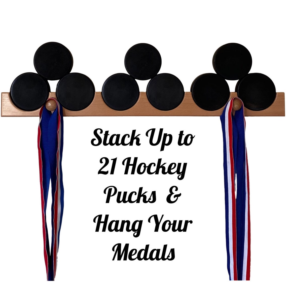 Hockey Puck Display Wall Rack Holder for 6 Pucks Natural Etsy Italia