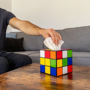 Rubix Cube Tissue Box Cover | Big Bang Theory Props & Decor | Gamer Gifts | Retro Home Decor | Speed Cube Lover zdjęcie 5