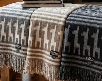 Peruvian Alpaca Throw Blanket – Soft Wool Blend Alpaca Blanket with Fringe