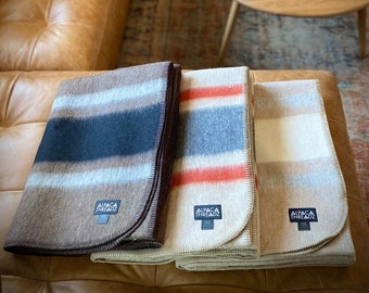 Alpaca Camp Throw Blanket – Premium Alpaca Wool Made in Peru | Lightweight Outdoor Wool Throw