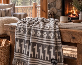Baby Alpaca Wool Blanket – Soft Gray Peruvian Throw Blanket | Warm Handmade Alpaca Wool Blanket