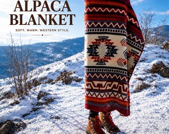 Handmade Alpaca Wool Blanket – Southwestern Throw Blanket | Reversible Artisan Wool Throw from Ecuador