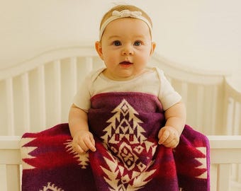 Alpaca Wool Baby Blanket – Handmade Aztec Southwestern Design | Fair Trade Baby Gift from Ecuador