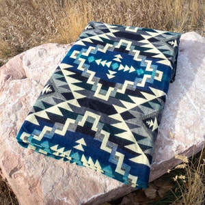Alpaca Wool Blanket from Ecuador | Ultra-soft blankets | Camping Blanket | Artisan Blanket | Queen Alpaca Blanket | BLUE CHAKANA