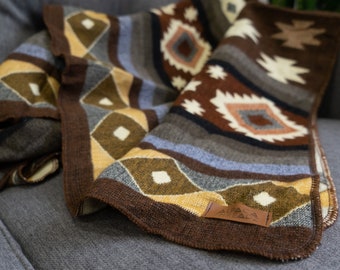 Handmade Alpaca Wool Blanket: Southwestern Throw Blanket