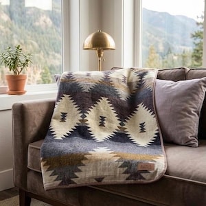 Alpaca Wool Queen Blanket – Boho Southwestern Throw | Handwoven Artisan Wool Blanket from Ecuador