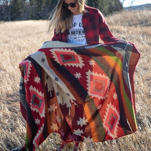 Alpaca Wool Blanket from Ecuador | Ultra-soft blankets | Camping Blanket | Artisan Blanket | Queen Alpaca Blanket | ROJO