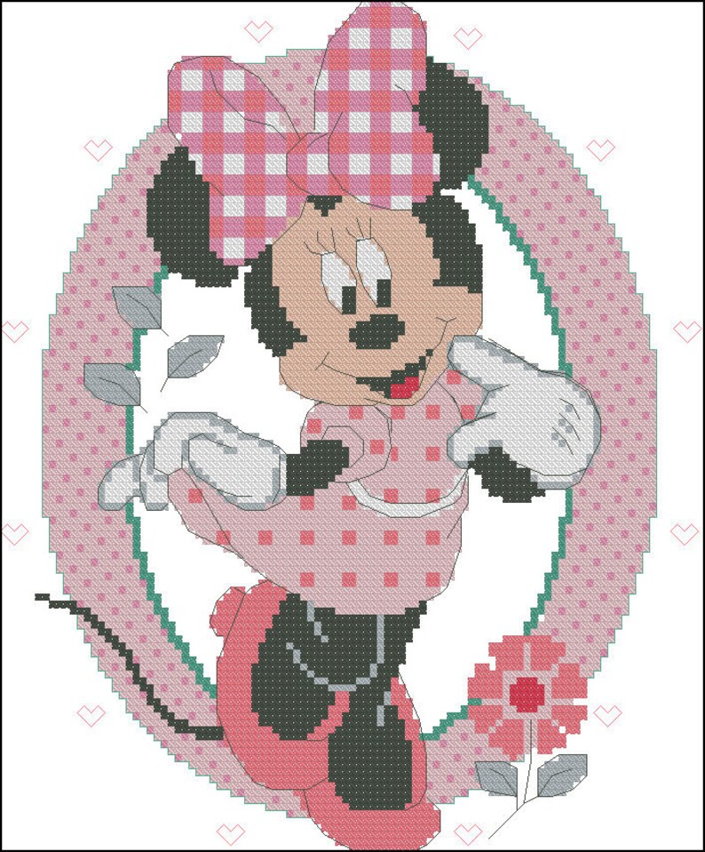 Minnie Mouse cross Stitch chart PDF digital pattern | Etsy