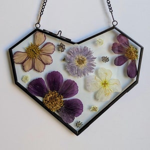 Pressed Flower Art, Flower Frame, Glass Hanging Frame, Flower Art, Botanical Art, Floral Frame, Wall Decor, Pressed Flower Frame,