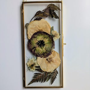 Pressed Flower Art, Flower Frame, Glass Hanging Frame, Flower Art, Botanical Art, Floral Frame, Wall Decor, Pressed Flower Frame,